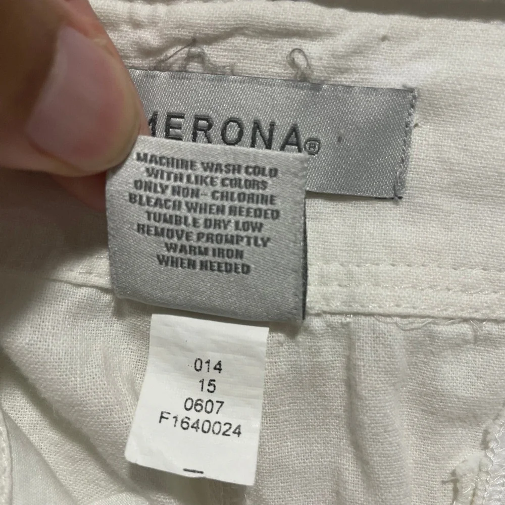 Merona White Linen Blend Cargo Shorts Women's Size 14 Cuffed Summer Casual